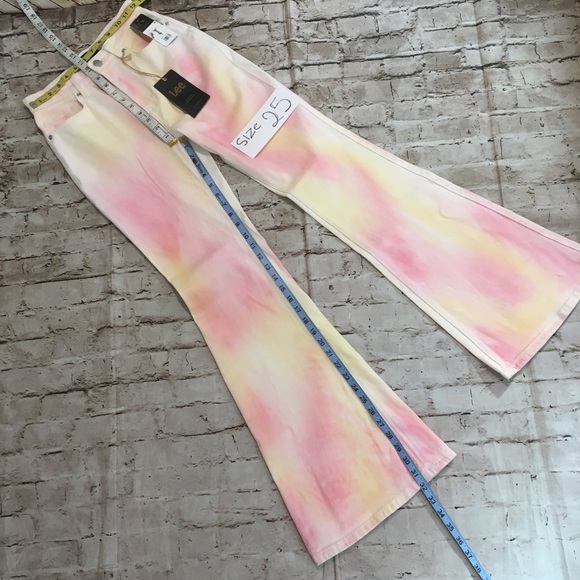 NWT LEE High Rise soft colors, Tie Dye bell bottom, Jean - Picture 6 of 14